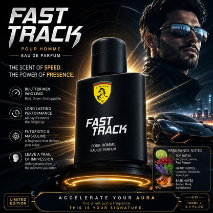 Fast Track Pour Homme Eau de Parfum 100ml Men's Cologne Long Lasting Fragrance - Lumi and Leo