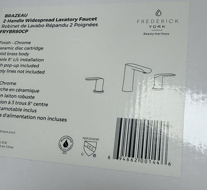 Frederick York Brazeau FRYBR80CP 8in Widespread Bathroom Faucet Chrome 2 Handle - Lumi and Leo