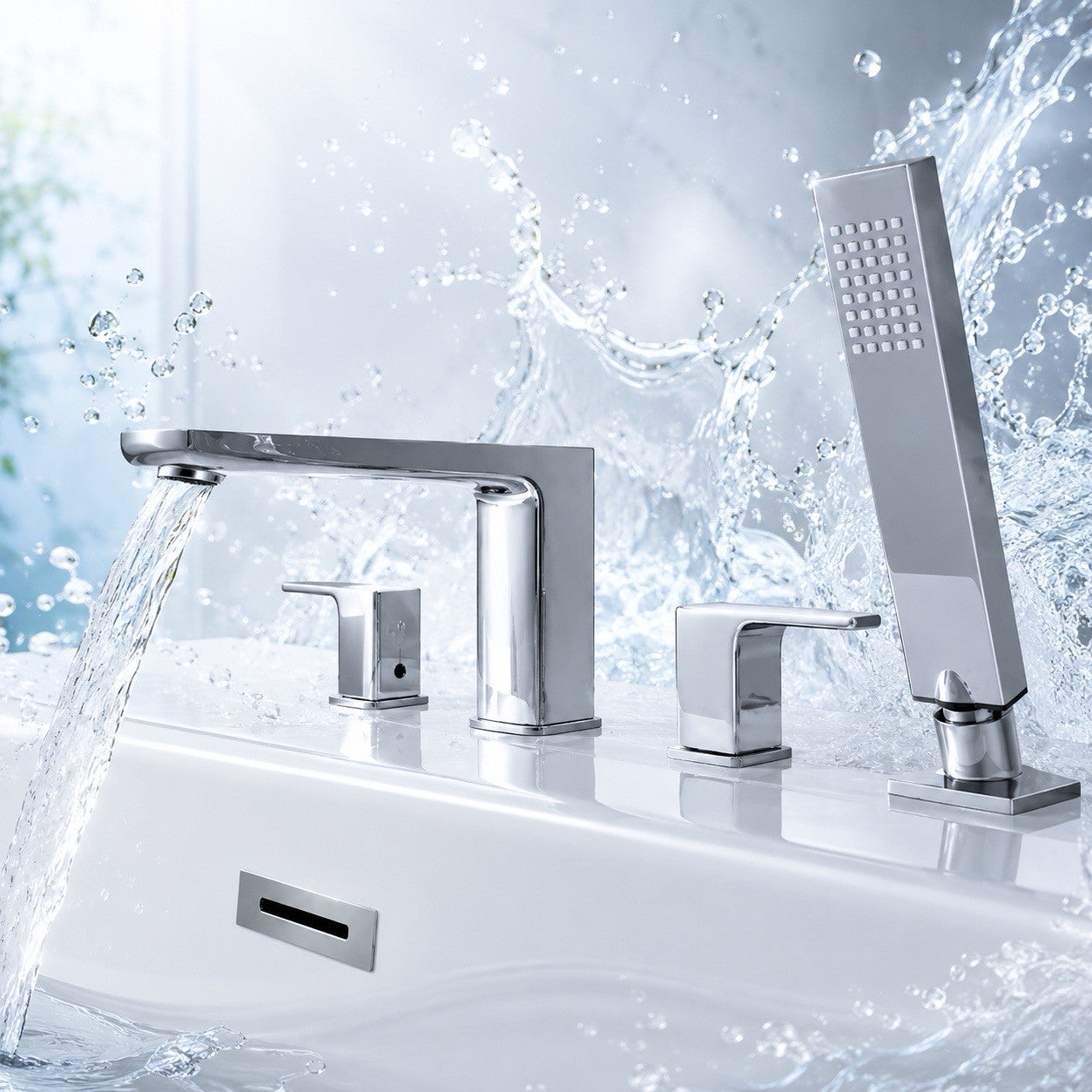 Frederick York Bronte FRYBRO4TCP Roman Tub Faucet Hand Shower Chrome 2 Handle