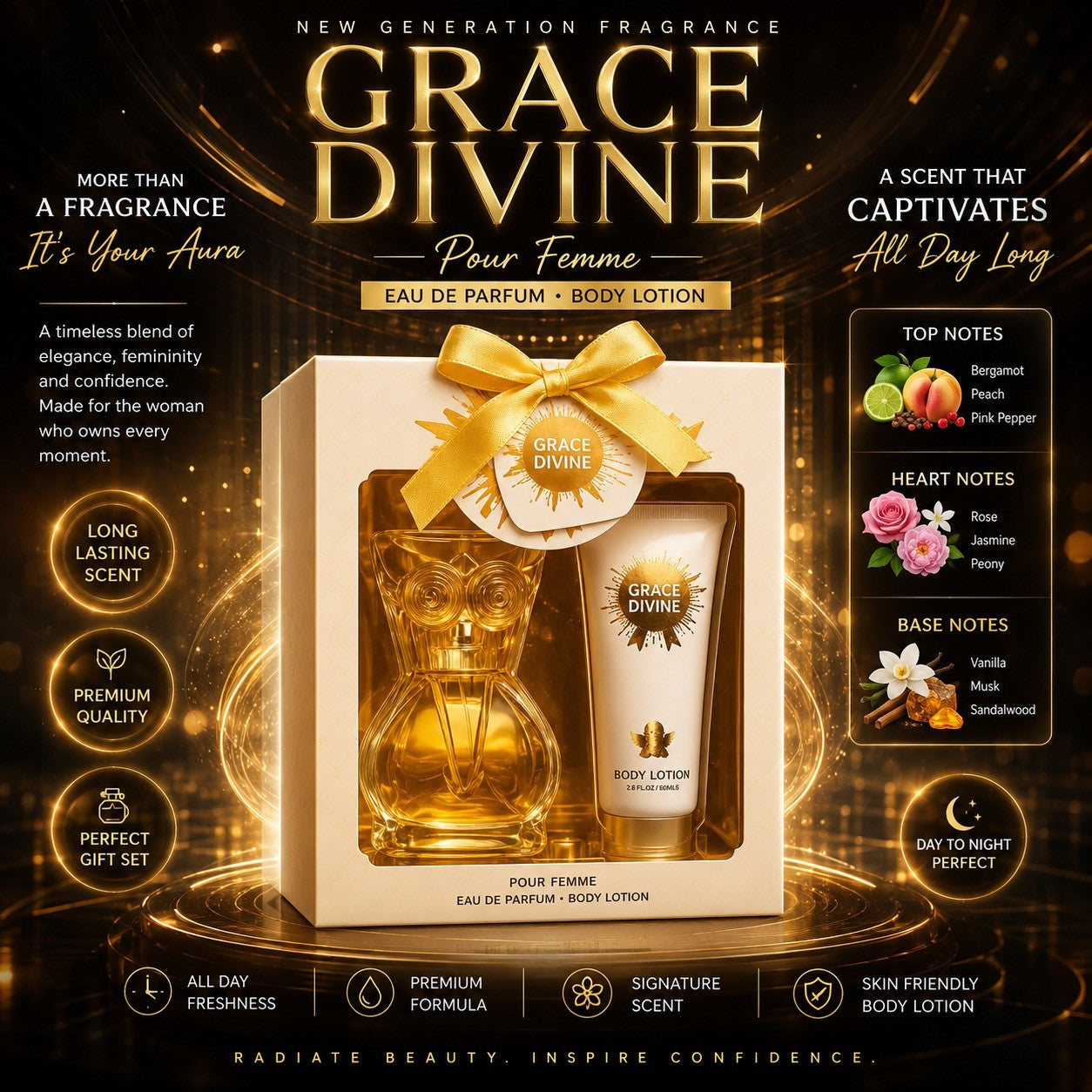 Grace Divine Pour Femme Perfume Gift Set 100ml + Body Lotion