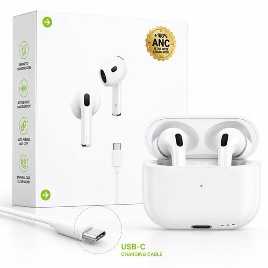 HOCO EW77 ANC True Wireless Earbuds Bluetooth 5.4 USB-C Charging Case White - Lumi and Leo