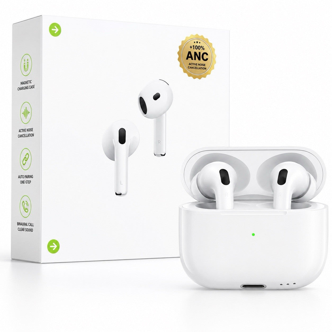 HOCO EW77 ANC True Wireless Earbuds Bluetooth 5.4 USB-C Charging Case White - Lumi and Leo