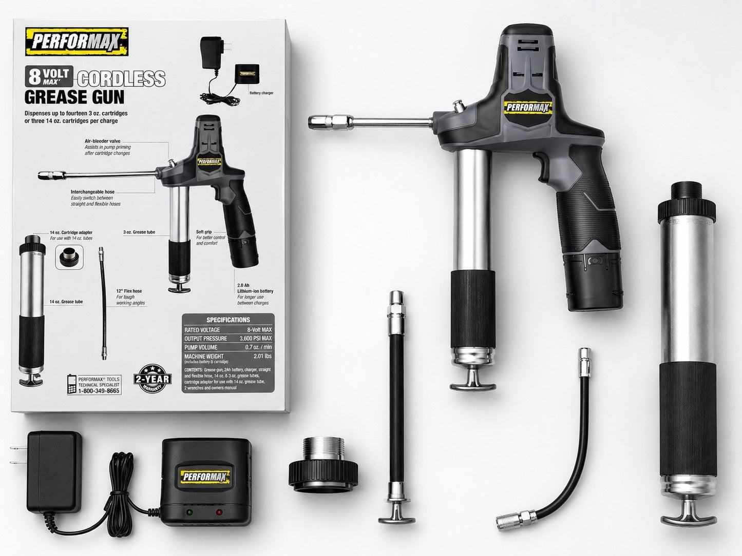 Heavy Duty 8V Cordless Grease Gun Kit - Lumi and Leo