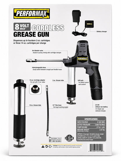 Heavy Duty 8V Cordless Grease Gun Kit - Lumi and Leo