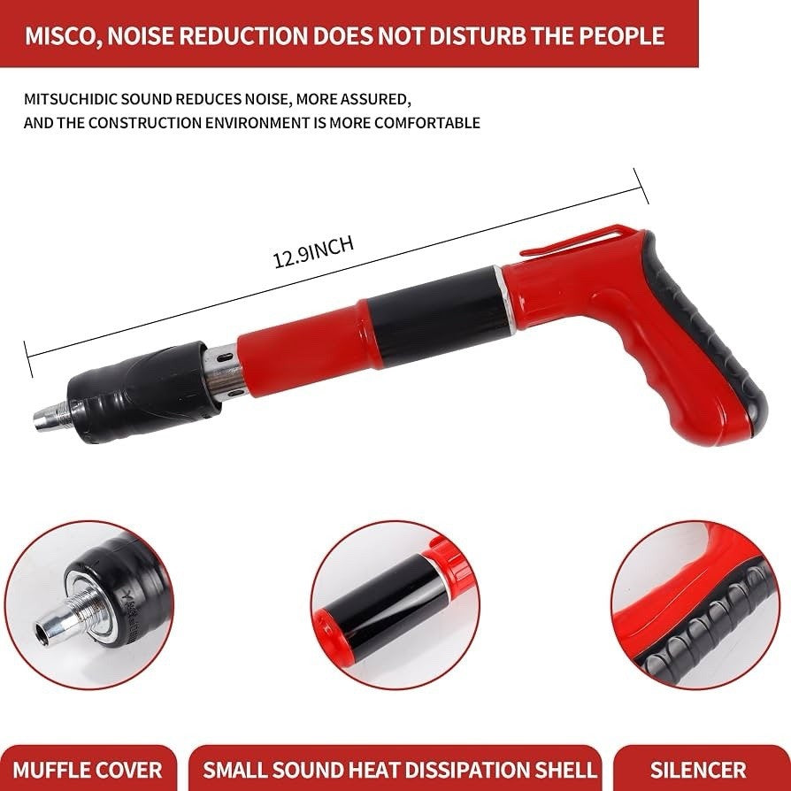 Heavy Duty Concrete Steel Nailer Gun Kit w/ 100 Nails & Safety Gear - Lumi and Leo