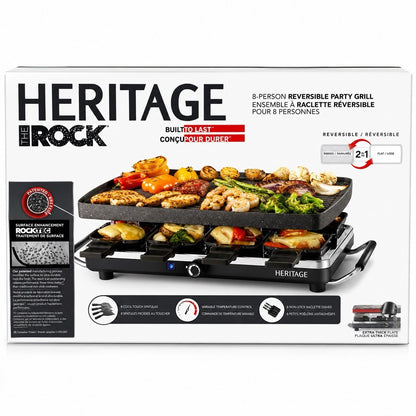 Heritage The Rock 8 Person Reversible Raclette Party Grill 2 in 1 Nonstick - Lumi and Leo