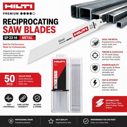 Hilti SP 23 14 Metal Reciprocating Saw Blades 9" 14 TPI BiM 50 Pack New - Lumi and Leo