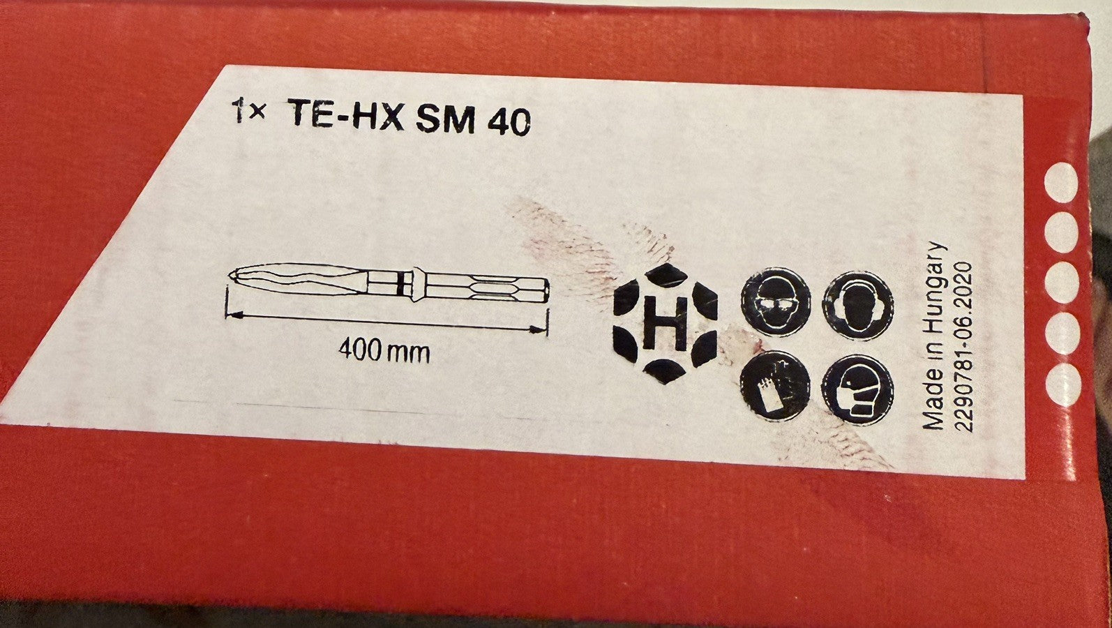 Hilti TE-HX SM 40 400mm SDS Plus Self-Sharpening Point Chisel Bit New