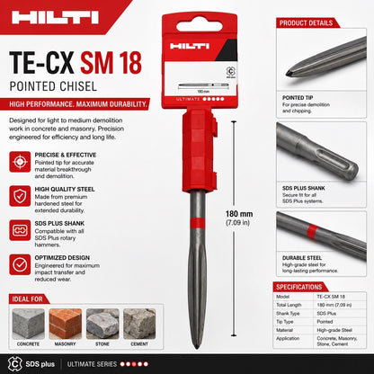 Hilti TE-YX FM 28 SDS Max Floor Chisel 25mm x 280mm Demolition Bit New - Lumi and Leo