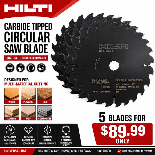Hilti Ultimate 6-1/2" 24T Carbide Circular Saw Blade 5/8" Arbor New 5 pack - Lumi and Leo