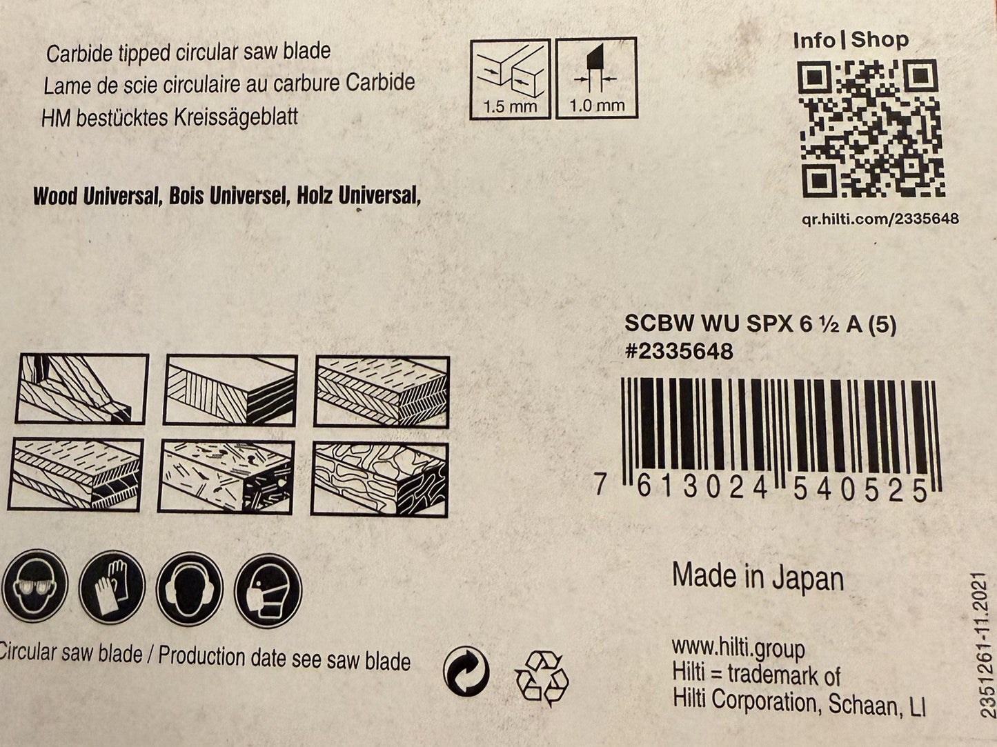 Hilti Ultimate 6-1/2" 24T Carbide Circular Saw Blade 5/8" Arbor New 5 pack - Lumi and Leo