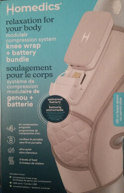 HoMedics Modulair Compression Knee Wrap Bundle SR-CMXK10H Cordless Heat - Lumi and Leo