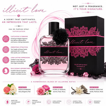 Illicit Love Eau de Parfum Spray 100ml 3.4 fl oz for Women New in Box - Lumi and Leo