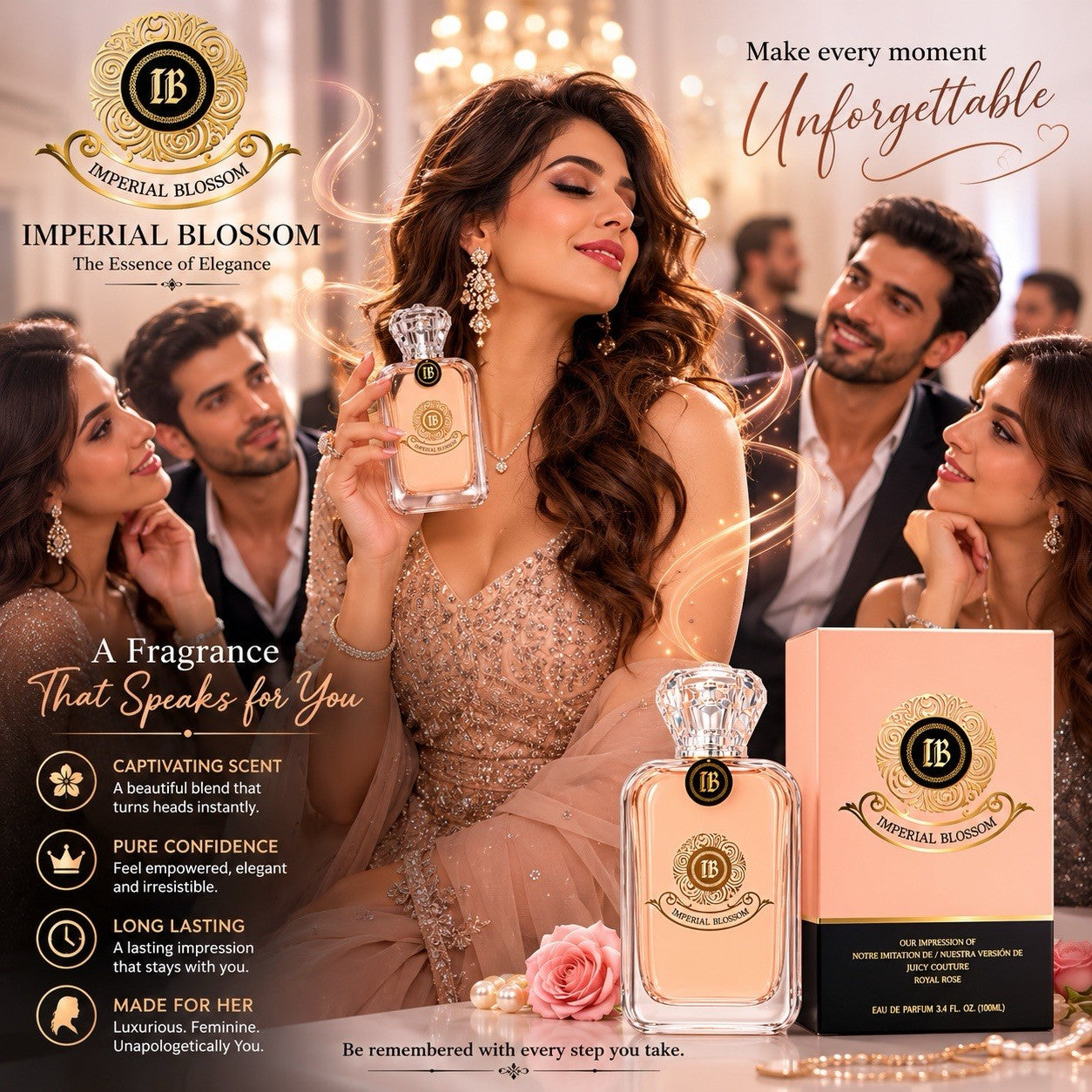 Imperial Blossom Eau de Parfum 100ml for Women New in Box Royal Rose - Lumi and Leo