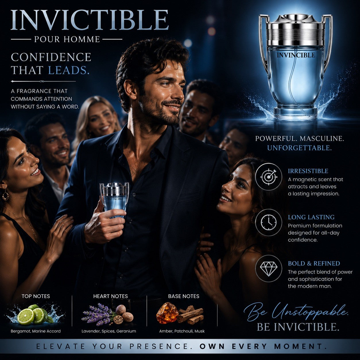 Invincible Pour Homme Eau de Parfum 120ml Men's Long Lasting Cologne Spray