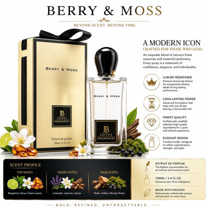 JB Loves Berry & Moss Extrait de Parfum 100ml 3.4oz Unisex Fragrance Spray - Lumi and Leo