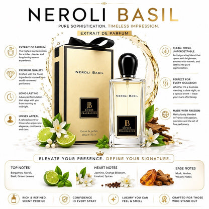 JB Loves Neroli Basil Extrait de Parfum 100ml 3.4oz Unisex Fragrance Spray - Lumi and Leo