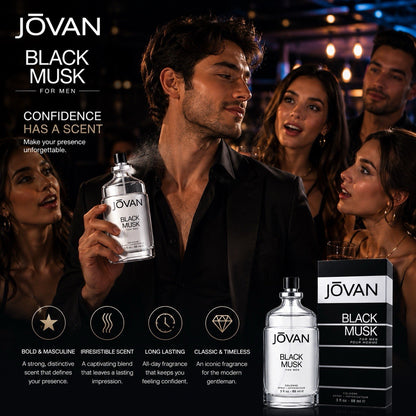 JOVAN Black Musk Cologne Spray for Men 88ml 3 fl oz Long Lasting Fragrance - Lumi and Leo