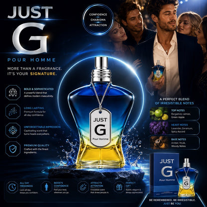 Just G Pour Homme Eau de Parfum 100ml Men's Cologne Long Lasting Fragrance Gift - Lumi and Leo