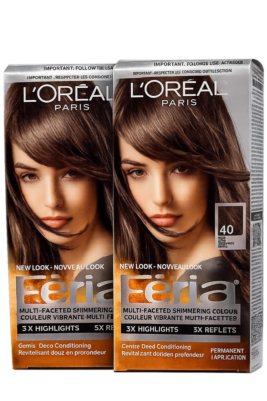 L'Oréal Féria Permanent Hair Color Shade 40 Brown Pack of 2 - Lumi and Leo