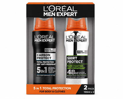 L'Oréal Men Expert 2-Pack Carbon Protect & Shirt Protect Spray 150ml NEW - Lumi and Leo