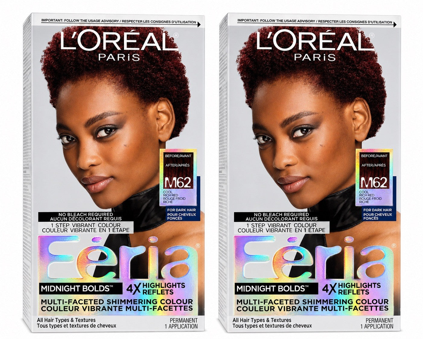 L'Oréal Paris Feria M62 Tropical Teal Permanent Hair Color Dye 2 Pack