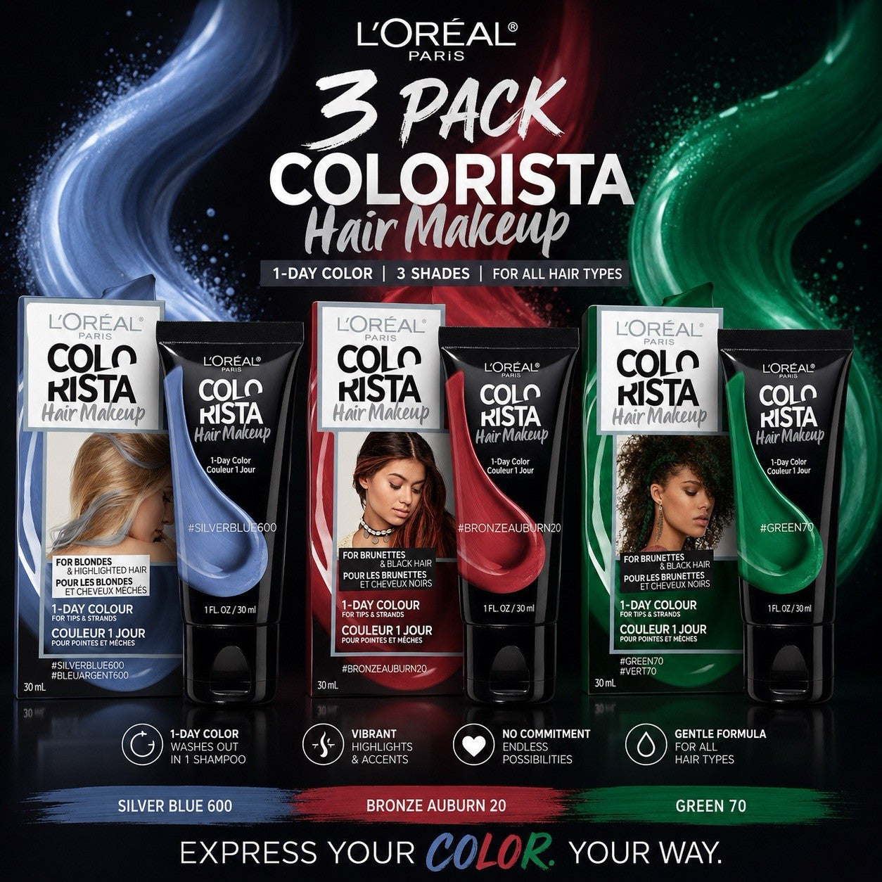 L'Oreal Paris Colorista Hair Makeup 1-Day Temporary Color 30ml 12 Pack