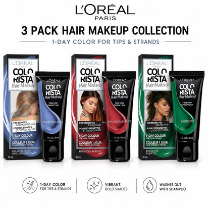 L'Oreal Paris Colorista Hair Makeup 1-Day Temporary Color 30ml 6 Pack - Lumi and Leo