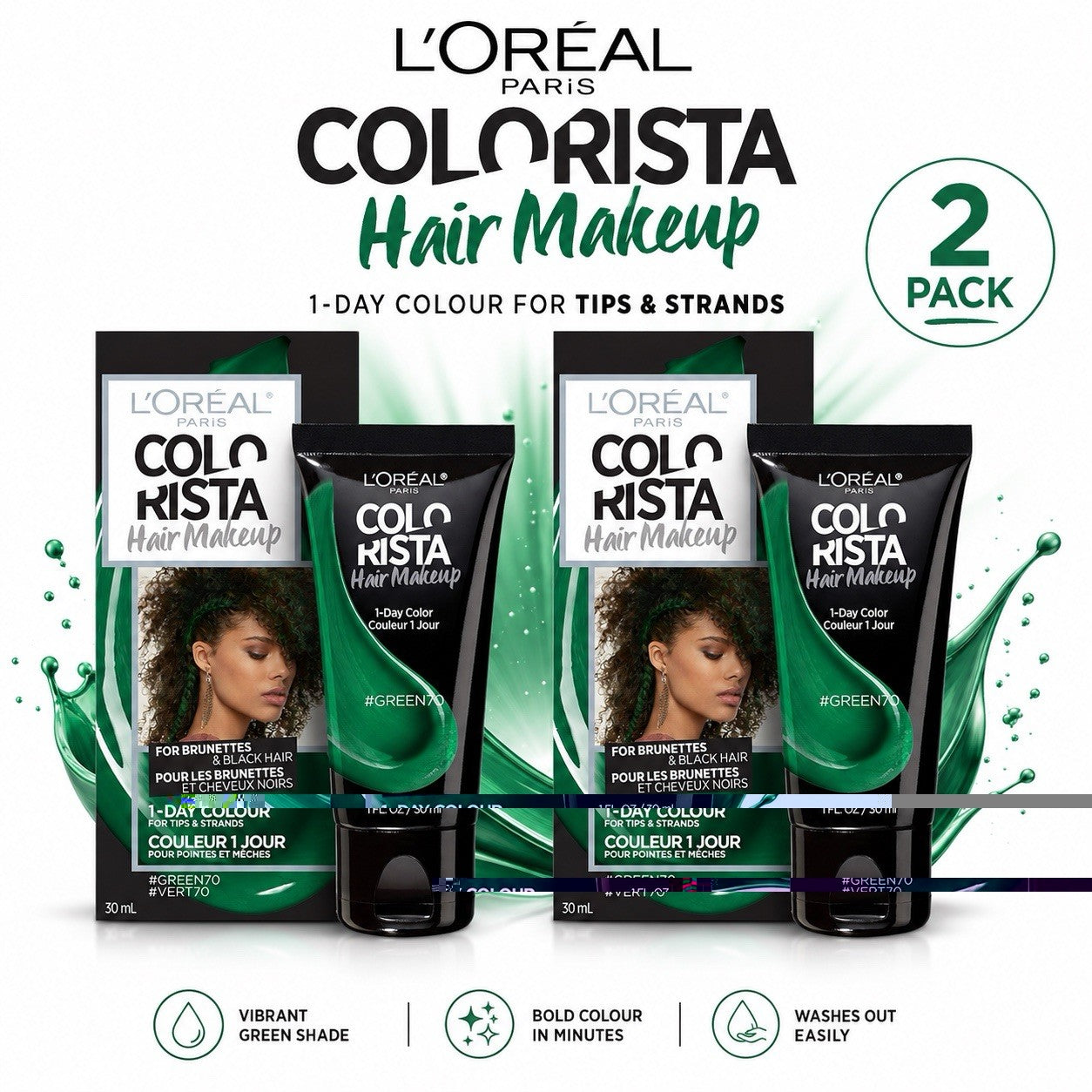 L'Oreal Paris Colorista Hair Makeup 1-Day Temporary Colour 30ml 2 Pack