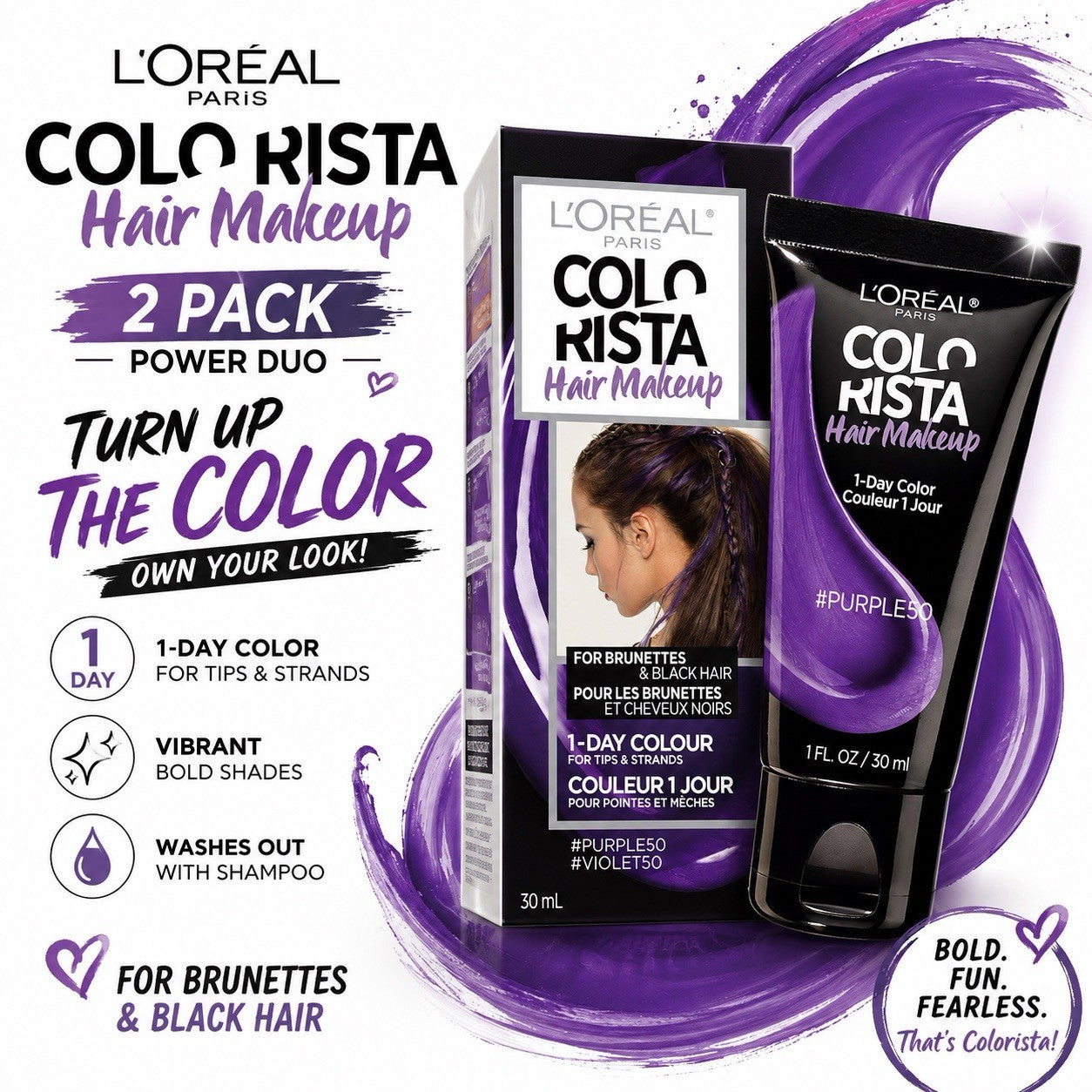 L'Oreal Paris Colorista Hair Makeup 1-Day Temporary Colour 30ml 2 Pack - Lumi and Leo