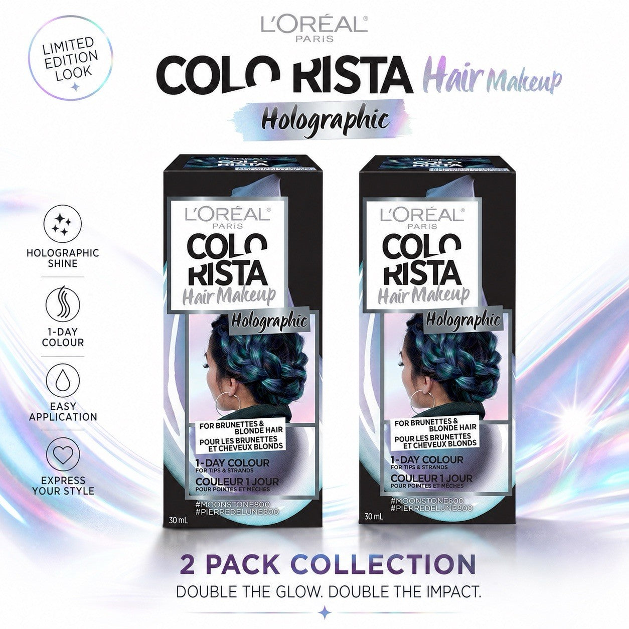 L'Oreal Paris Colorista Hair Makeup 1-Day Temporary Colour 30ml 2 Pack