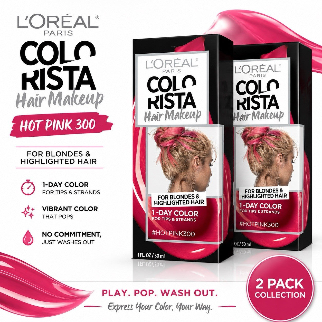 L'Oreal Paris Colorista Hair Makeup 1-Day Temporary Colour 30ml 2 Pack - Lumi and Leo