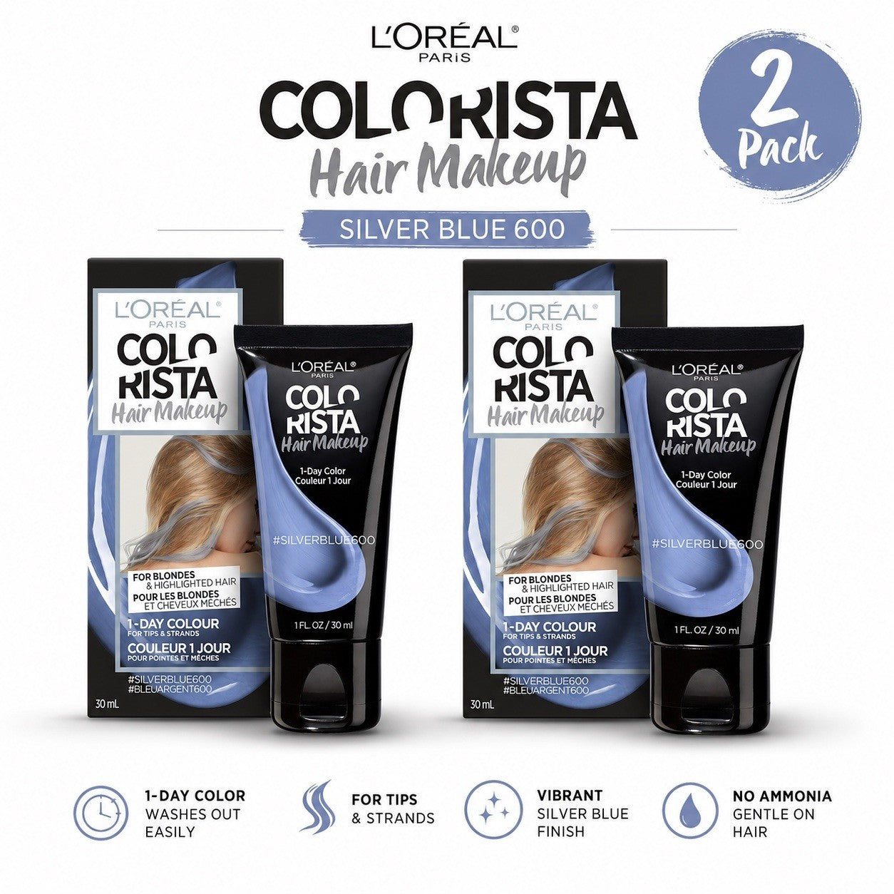 L'Oreal Paris Colorista Hair Makeup 1-Day Temporary Colour 30ml 2 Pack - Lumi and Leo