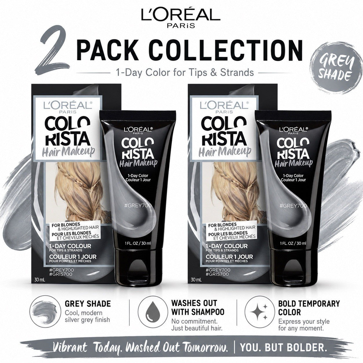 L'Oreal Paris Colorista Hair Makeup 1-Day Temporary Colour 30ml 2 Pack