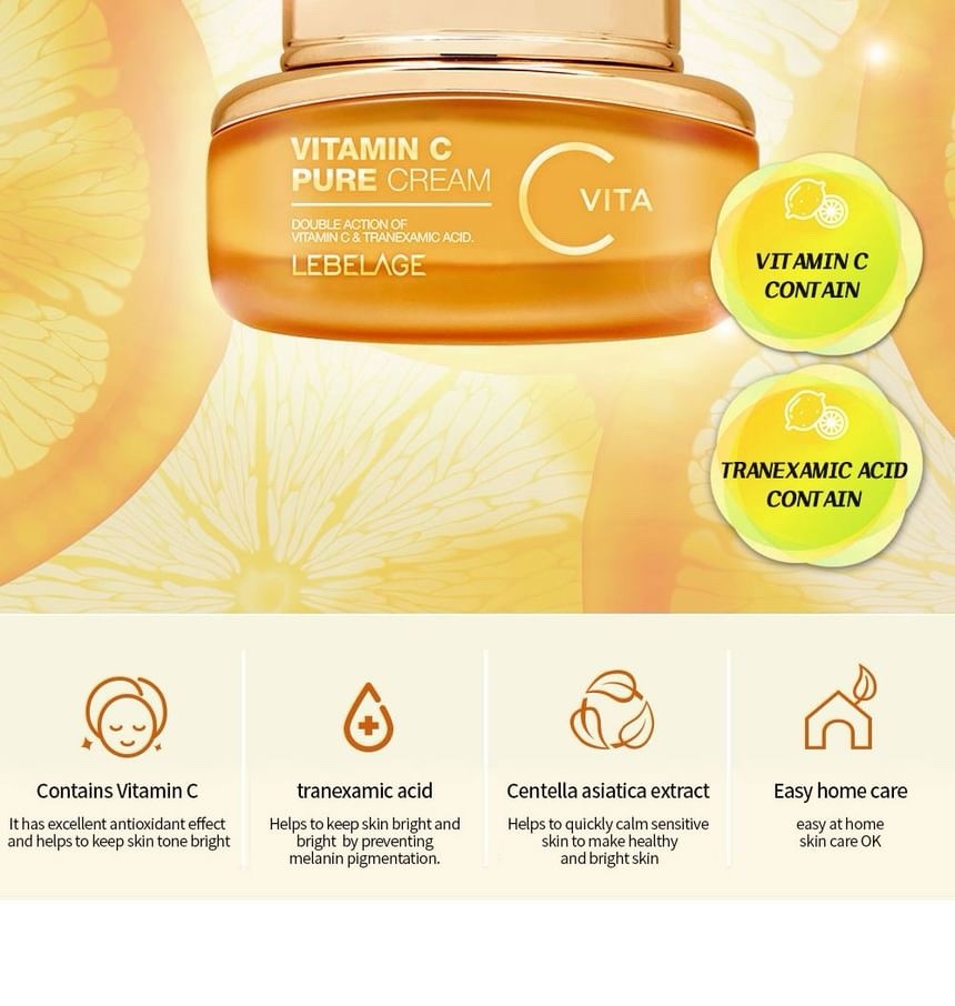 LEBELAGE Vitamin C Pure Cream 55ml Face Moisturizer Made in Korea 2 Pack - Lumi and Leo