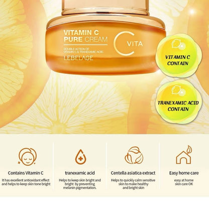 LEBELAGE Vitamin C Pure Cream 55ml Face Moisturizer Made in Korea 2 Pack - Lumi and Leo