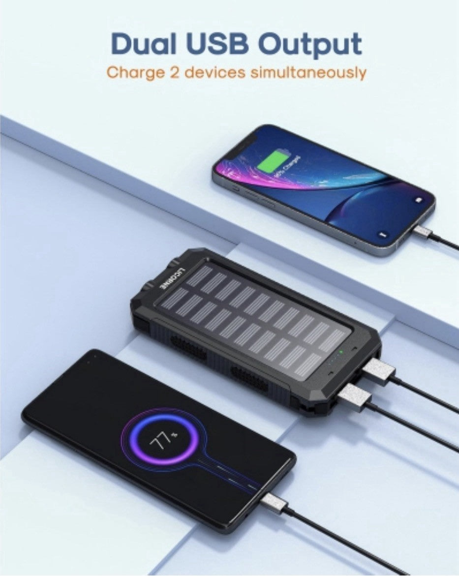 LICORNE Solar Power Bank - 30000 mAh (LJJ-S023) 2 USB Outport & Powerful light - Lumi and Leo