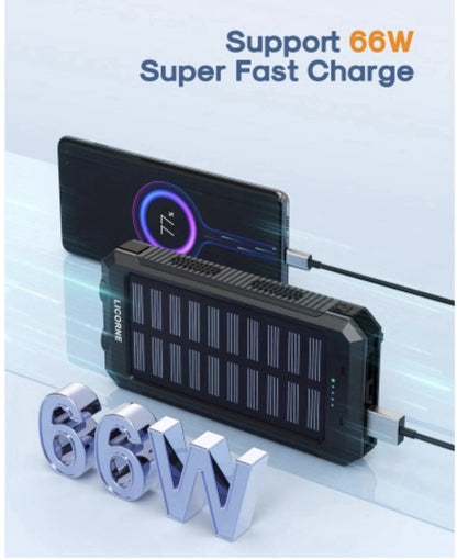 LICORNE Solar Power Bank - 30000 mAh (LJJ-S023) 2 USB Outport & Powerful light - Lumi and Leo