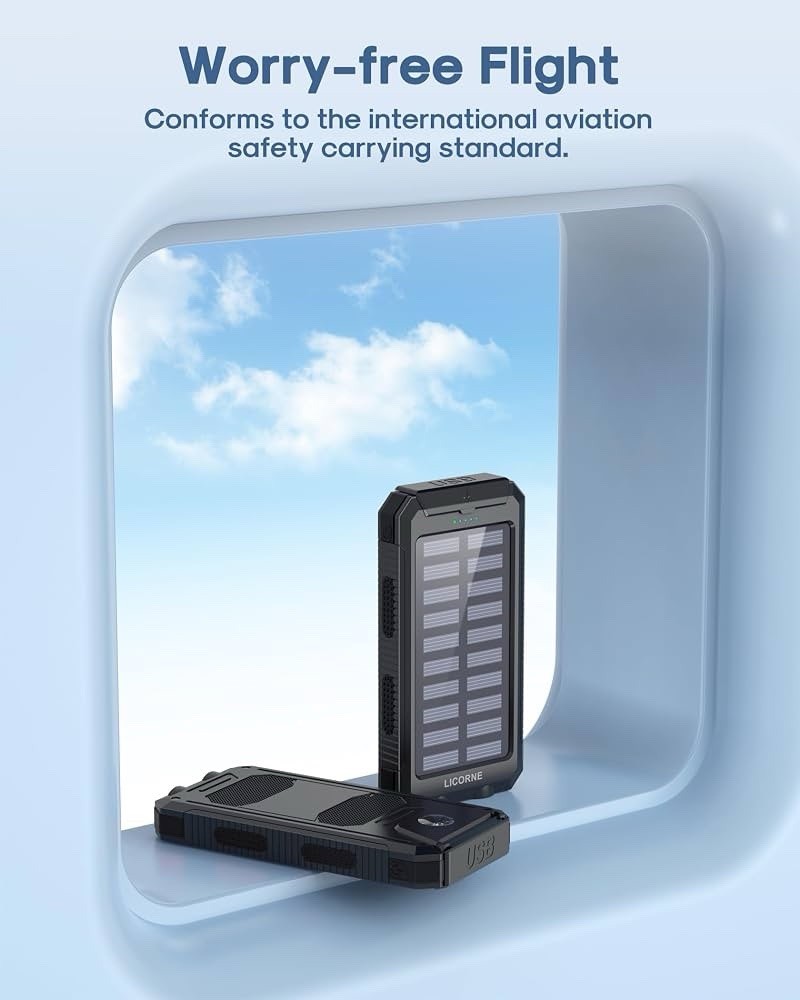 LICORNE Solar Power Bank - 30000 mAh (LJJ-S023) 2 USB Outport & Powerful light