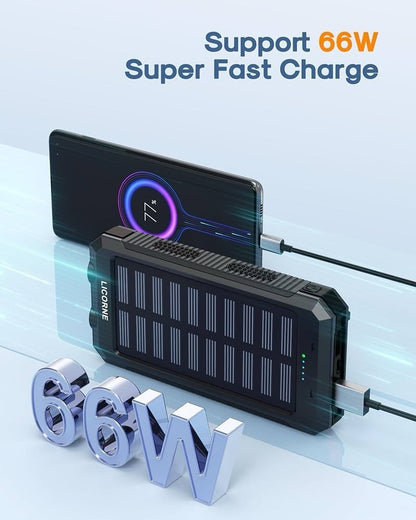 LICORNE Solar Power Bank - 30000 mAh (LJJ-S023) 2 USB Outport & Powerful light - Lumi and Leo
