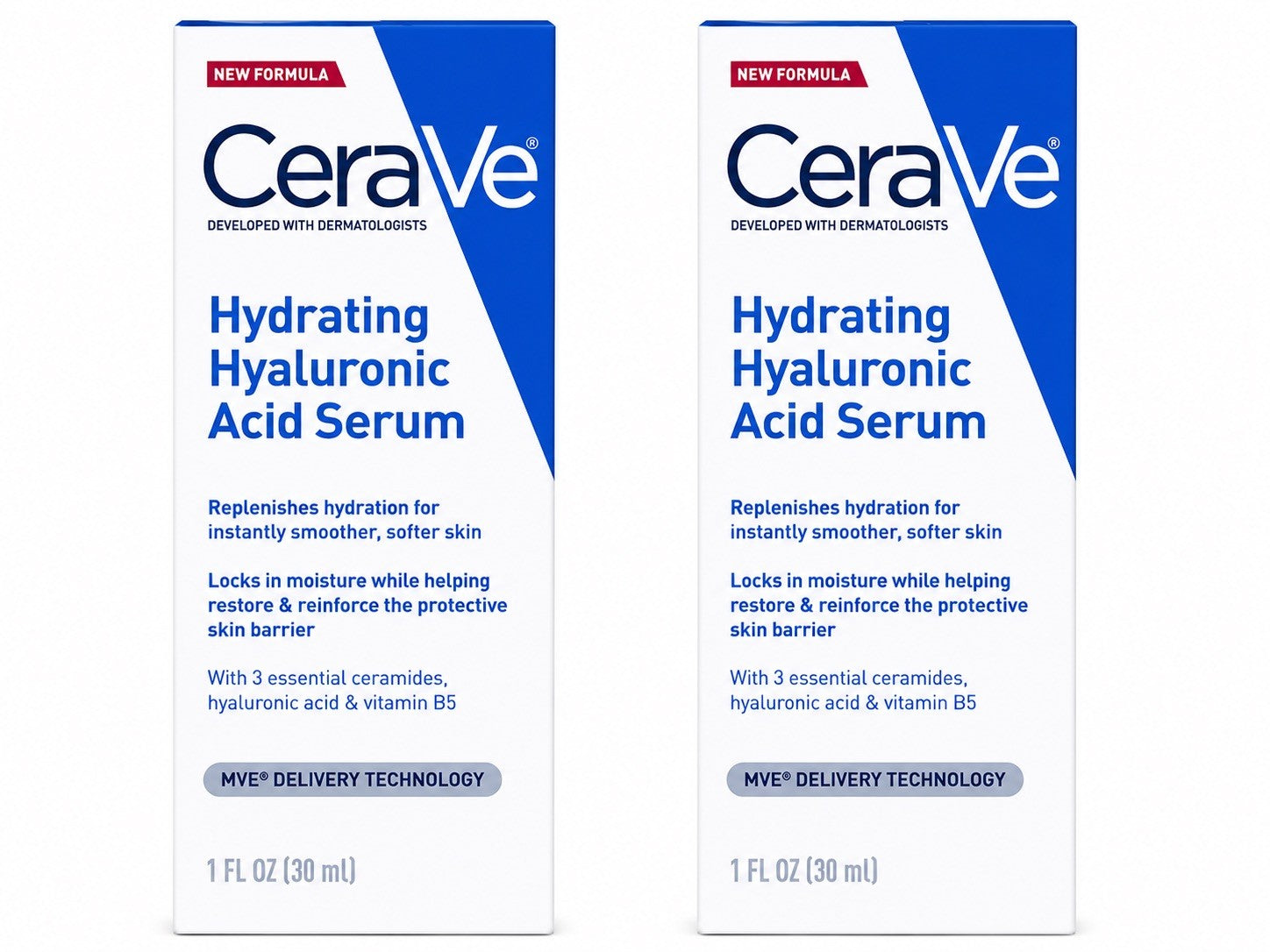LOT OF 2 Cerave Hydrating Hyaluronic Acid Face Serum - 1oz/30ml