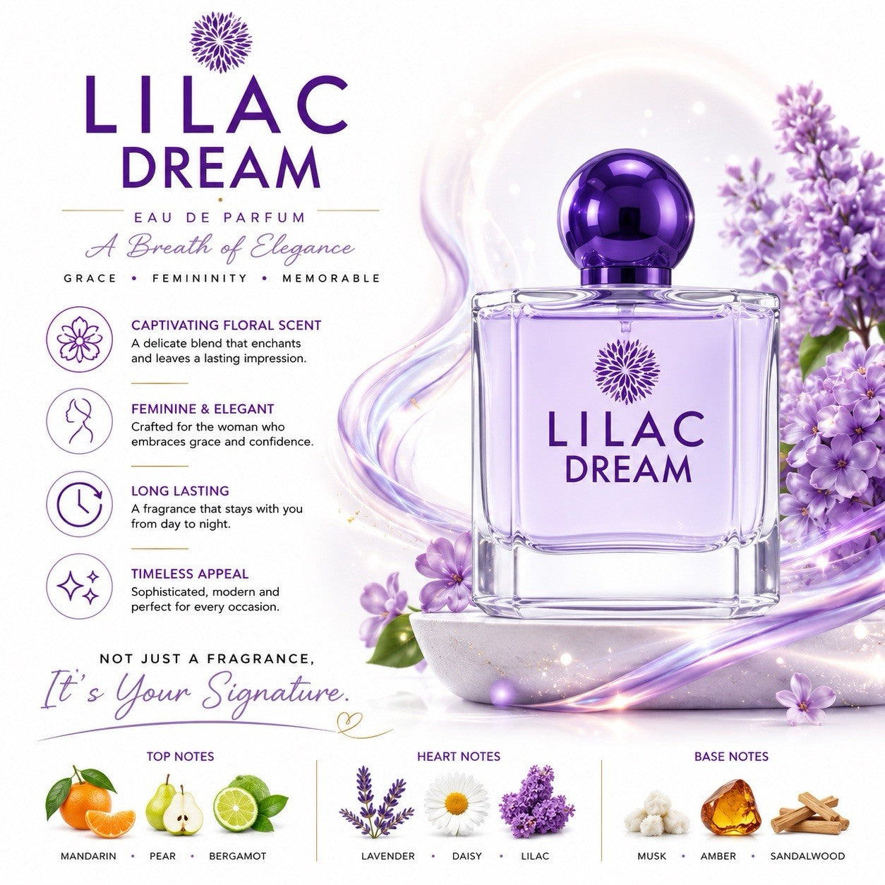Lilac Dream Eau De Parfum EDP Spray for Women 100ml 3.4 fl oz New - Lumi and Leo