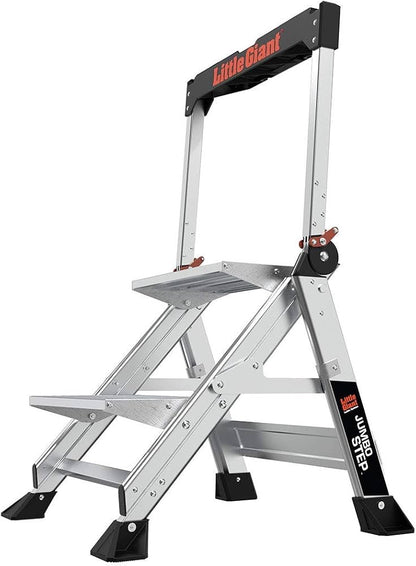 Little Giant Jumbo Step Folding Safety Step Stool Ladder Aluminum Heavy Duty - Lumi and Leo