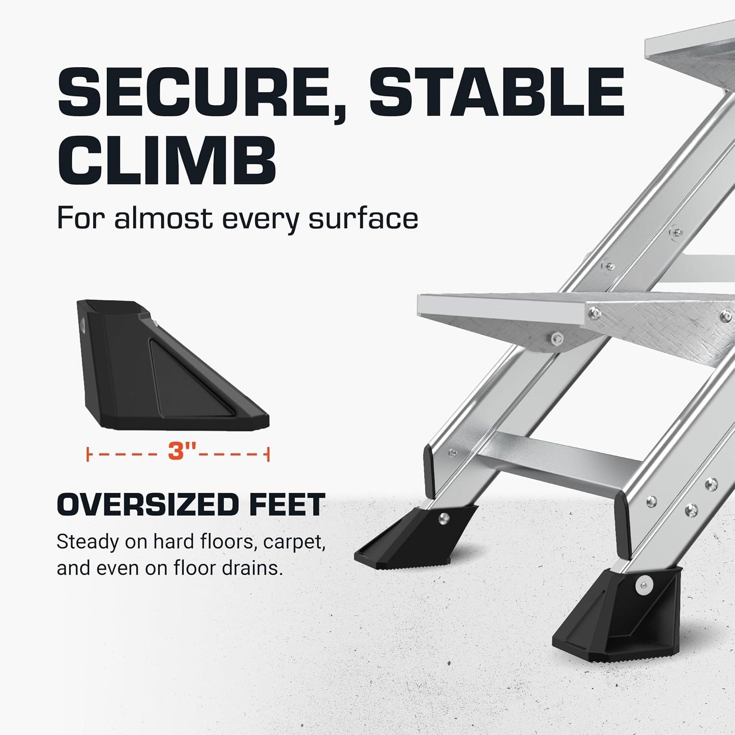Little Giant Jumbo Step Folding Safety Step Stool Ladder Aluminum Heavy Duty - Lumi and Leo
