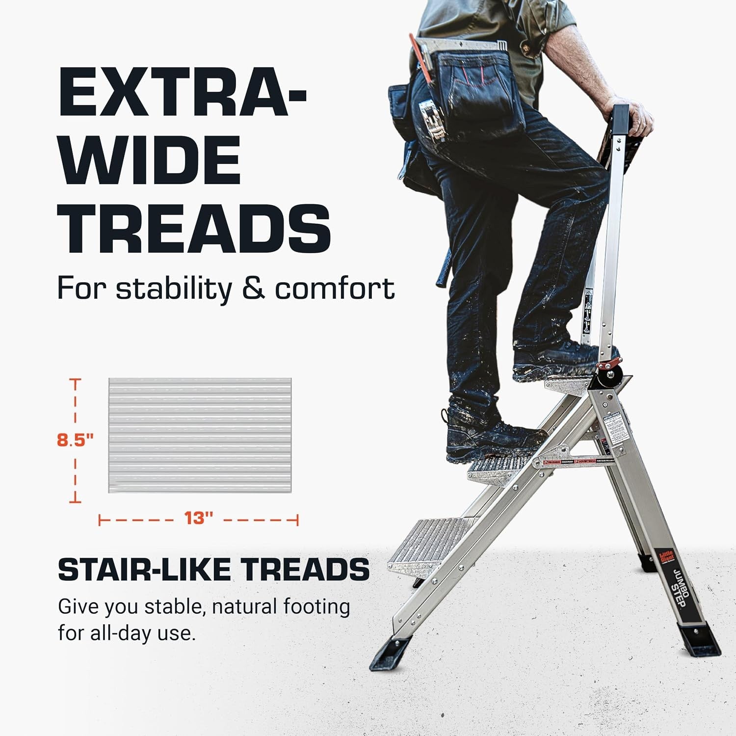 Little Giant Jumbo Step Folding Safety Step Stool Ladder Aluminum Heavy Duty