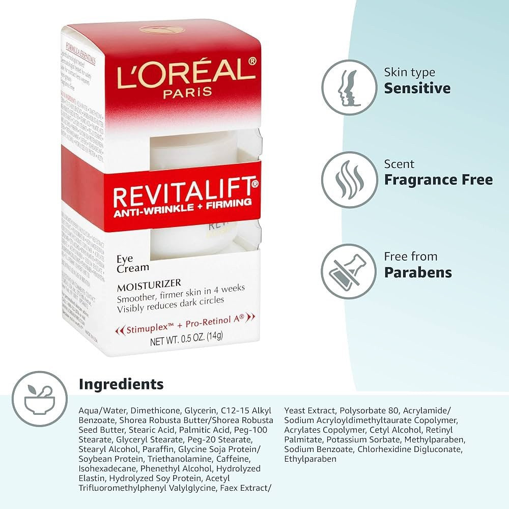 Loreal Paris Eye Revitalift Anti-Wrinkle + Firming Eye Cream 0.5 OZ - NEW IN BOX