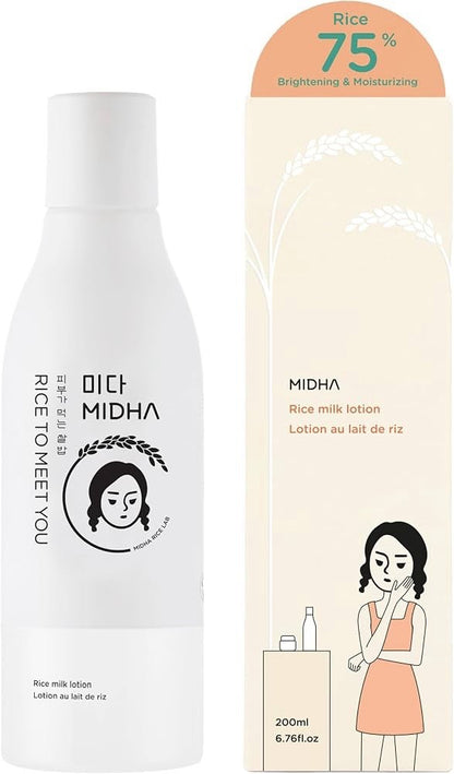 MIDHA Rice Milk Face Lotion - Skin Moisturizer for All Skin Types, Vegan, Unscen - Lumi and Leo