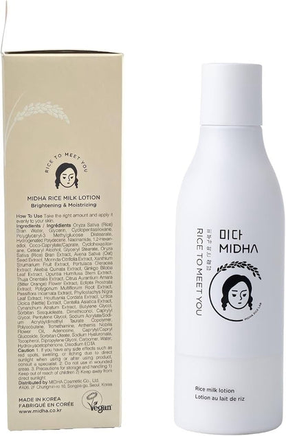 MIDHA Rice Milk Face Lotion - Skin Moisturizer for All Skin Types, Vegan, Unscen - Lumi and Leo