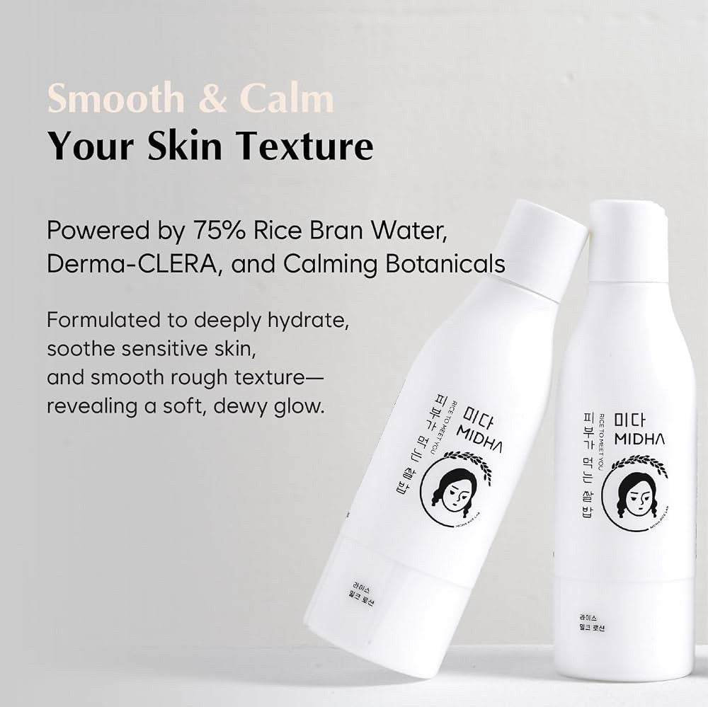 MIDHA Rice Milk Face Lotion - Skin Moisturizer for All Skin Types, Vegan, Unscen - Lumi and Leo