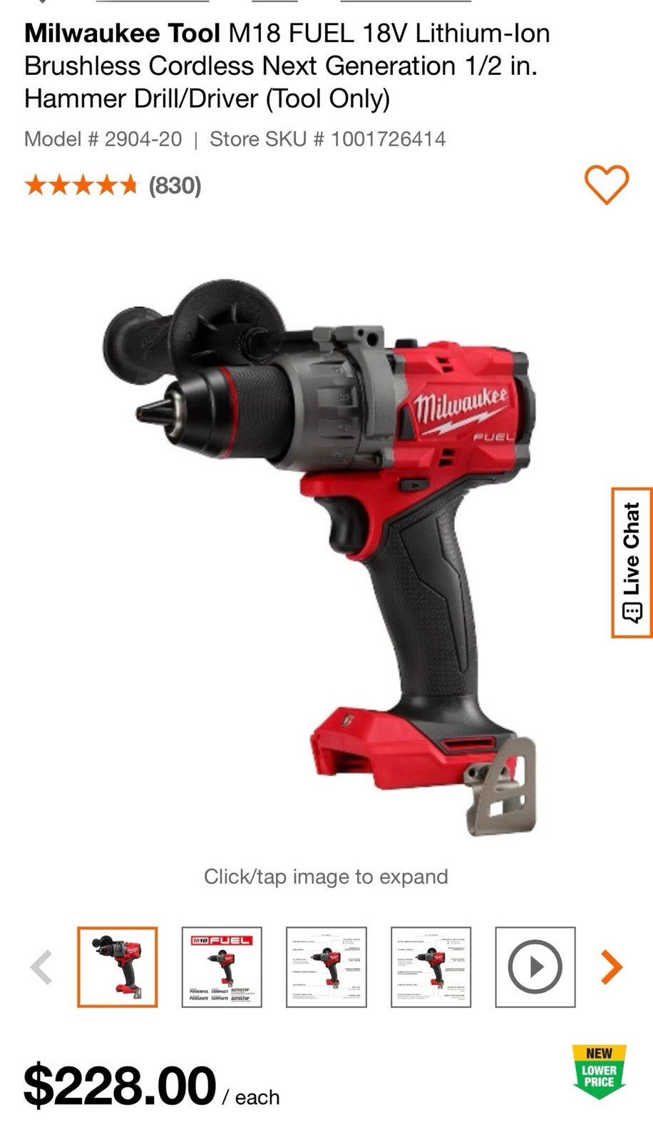 MILWAUKEE M18 FUEL HAMMER DRILL